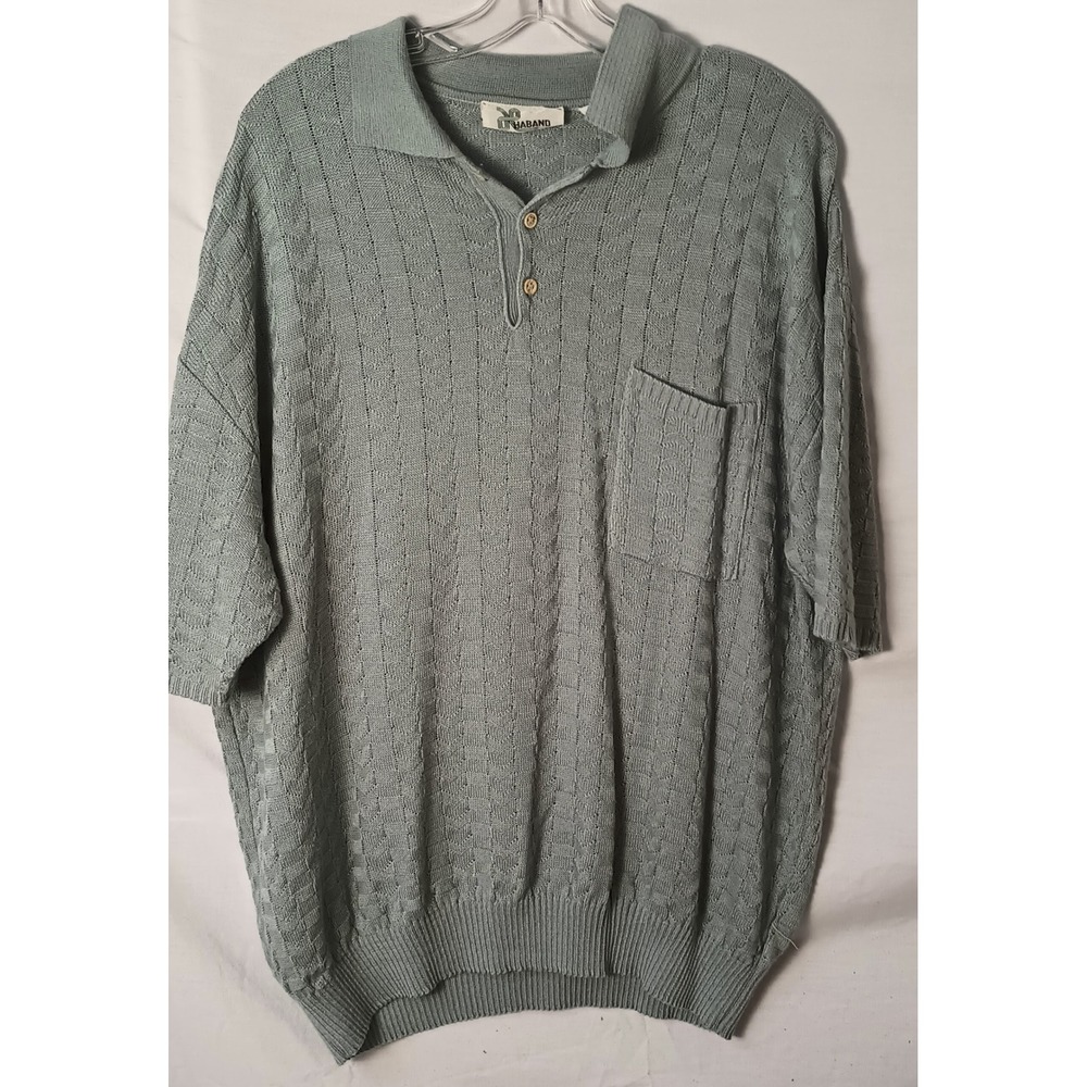 Vintage Haband textured knit polo shirt with left chest pocket, size XXL